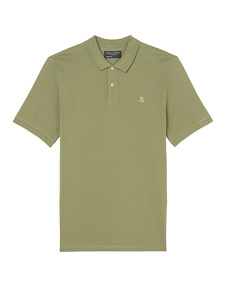 Poloshirt MARC O'POLO "aus reiner Bio-Baumwolle", Herren, Gr. M, grün (olive), Obermaterial: 100% Baumwolle, unifarben, regular fit, Rippbündchen, Shirts